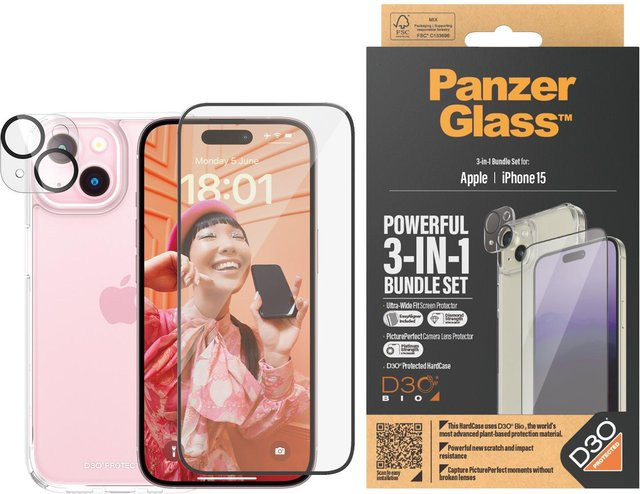 Apple 3-in-1 Set für iPhone 15 in Pink und Transparent - Bild 1