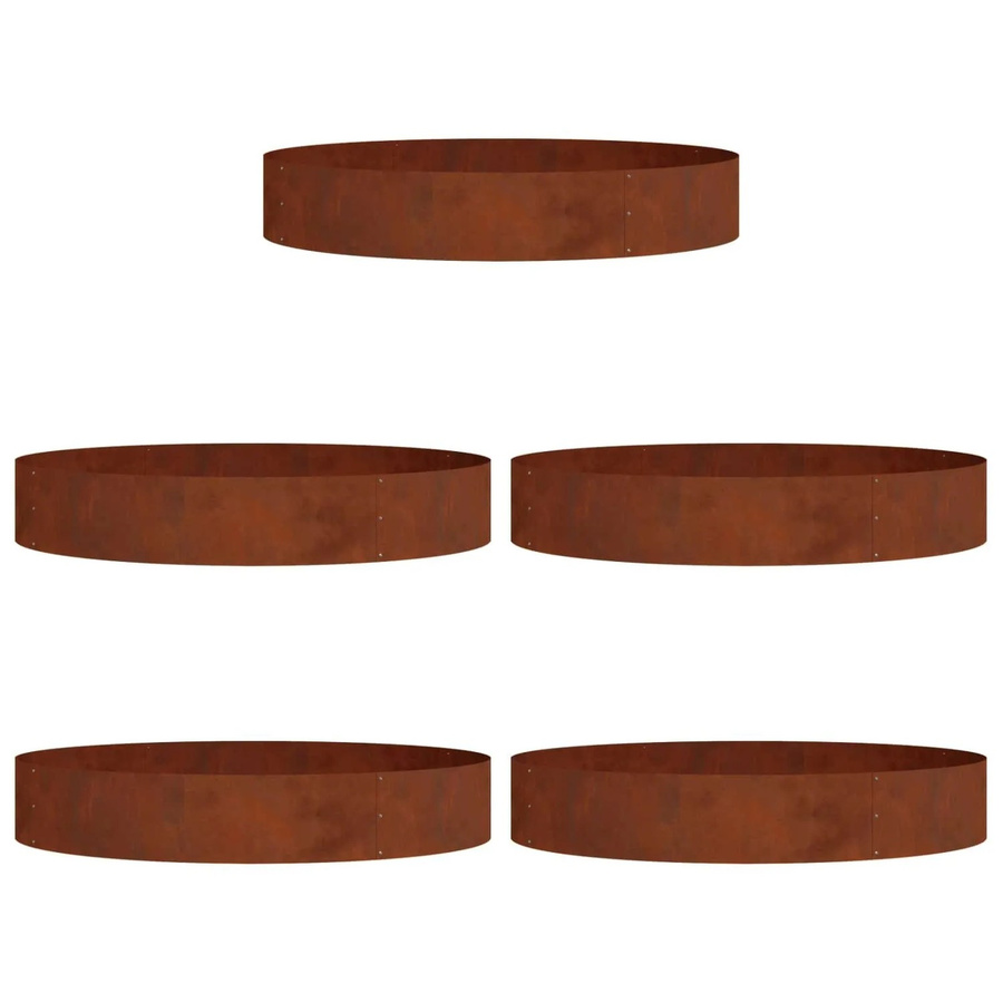 vidaXL Pflanzenring Set aus wetterfestem Stahl in Braun, 5 Stück, B/T/H: 120 x 120 x 20 cm - Bild 2