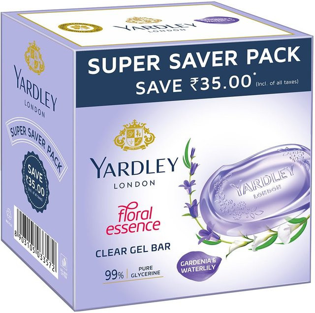 Yardley London Gel-Seifenstück Gardenie und Seerose mit Glycerin, 3 x 125g - Bild 1