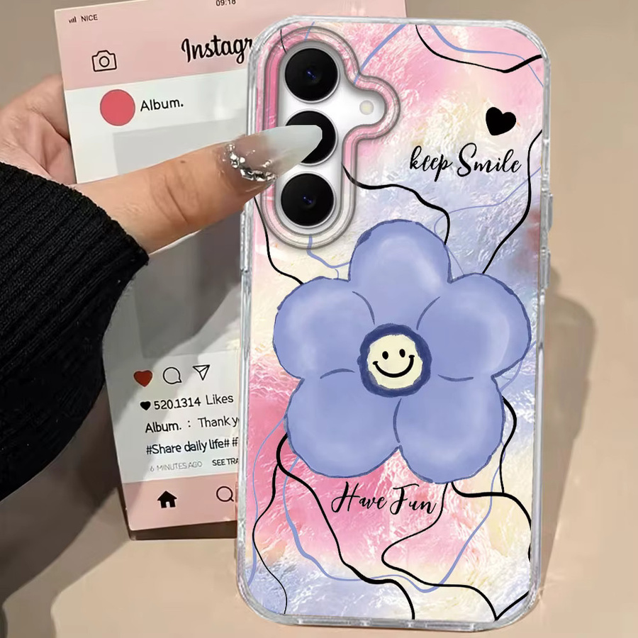 FunYudas Luxus Handyhülle mit bunten rosa Blumen für Samsung Galaxy S25 FE S26 S24 S23 S22 S21 S20 Ultra, weiche TPU Abdeckung, Pink Multicolour - Bild 2