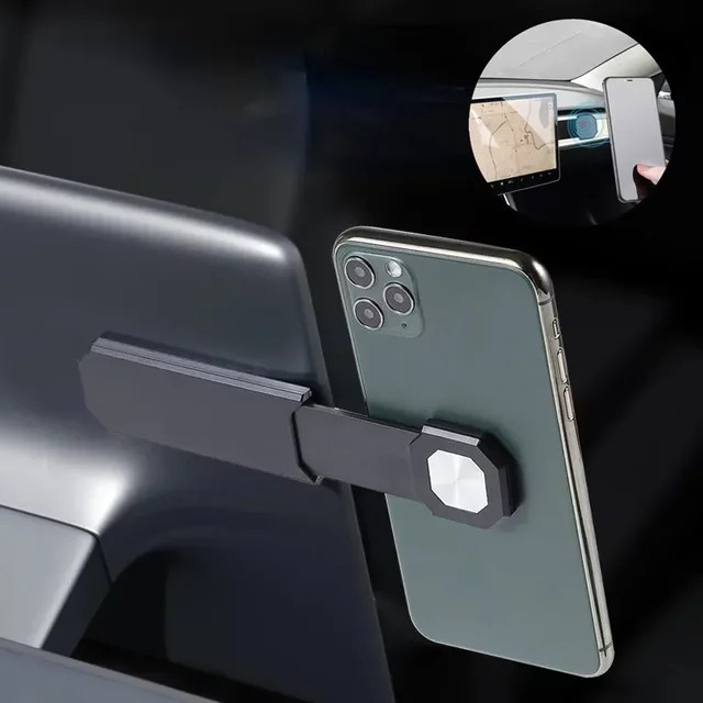 Magnetischer Telefonhalter für Tesla Modell 3, Y, X und S zur Monitor-Expansion mit einstellbarer Bildschirm-Seitenhalterung in Schwarz oder Rot - Bild 1