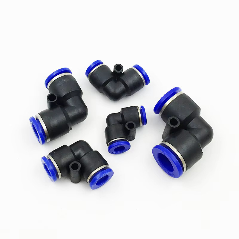 Pneumatischer 2-Wege-Winkel-Schnellanschluss aus Kunststoff für Luftrohre in Schwarz (4mm, 6mm, 8mm, 10mm) - Bild 3