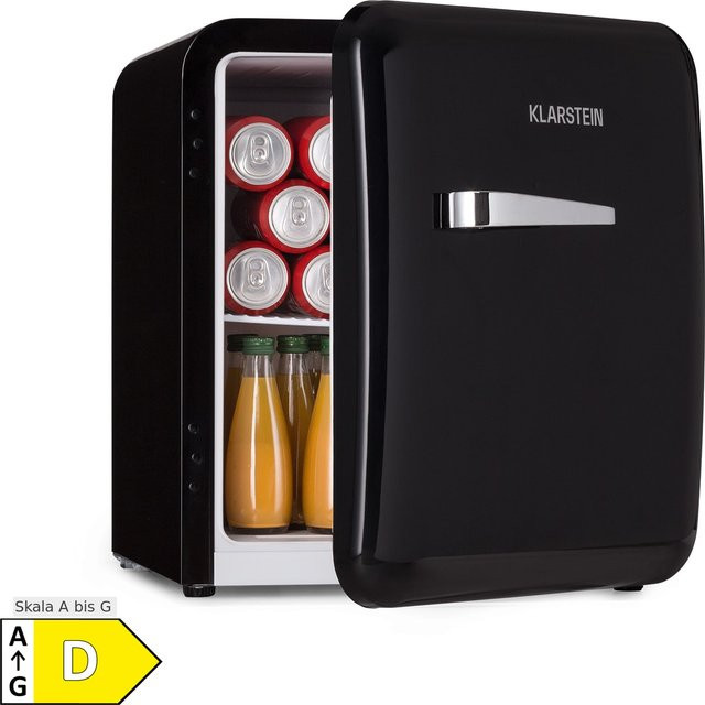 Klarstein Audrey Mini Retro-Kühlschrank Schwarz mit 48 Litern Volumen - Bild 1