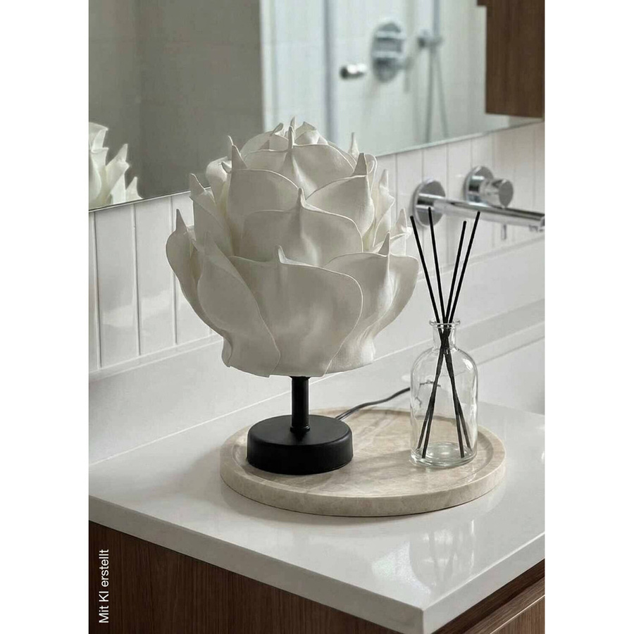 Opviq Tischleuchte aus Metall in Schwarz und Weiß für Wohnzimmer und Home Office, B/H/T: 24 x 30 x 24 cm - Bild 3