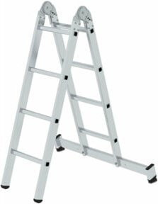 MUNK Aluminium-Klappleiter 2-teilig nivello-Traverse mit 2 x 4 Sprossen in Silber - Bild 1