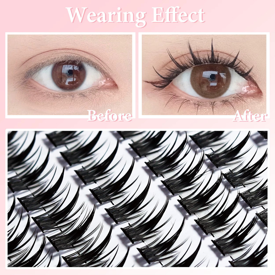 MIOFIA Wimpern Cluster, 160 Bündel, 3D Russische Wimpern, Schwarz, Unisex - Bild 3