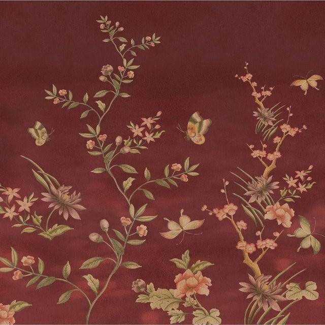 Komar Fototapete Blumen Chinoiserien in Rot, Vlies, B x H: 250 x 250 cm - Bild 1