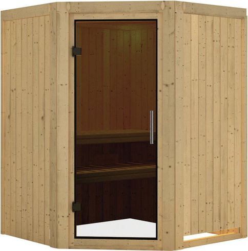 Karibu Sauna Wolmar für 3 Personen aus Fichte in Beige ohne Ofen B: 198 cm, T: 151 cm, H: 151 cm - Bild 1