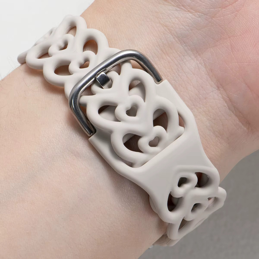 CAOWTAN Uhrenarmband Silikon, Herzförmig, Weiß - Bild 2
