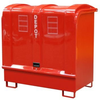 Gefahrstoff-Depot BAUER Typ GD-B BAU Stahl, Farbe: Feuerrot RAL 3000, Auffangvolumen: 220 Liter, H x B x T: 146,0 x 83,0 x 146,0 cm - Bild 1