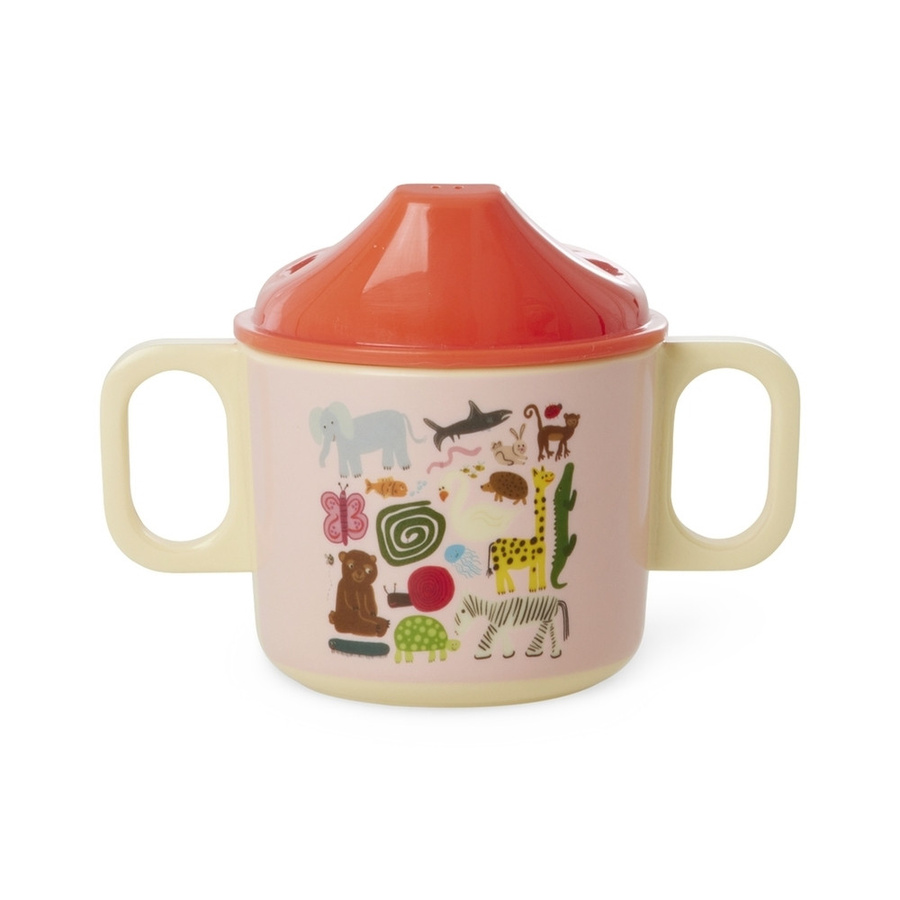 Rice Melamin Baby Schnabeltasse Wildlife in Pink, 250ml - Bild 1