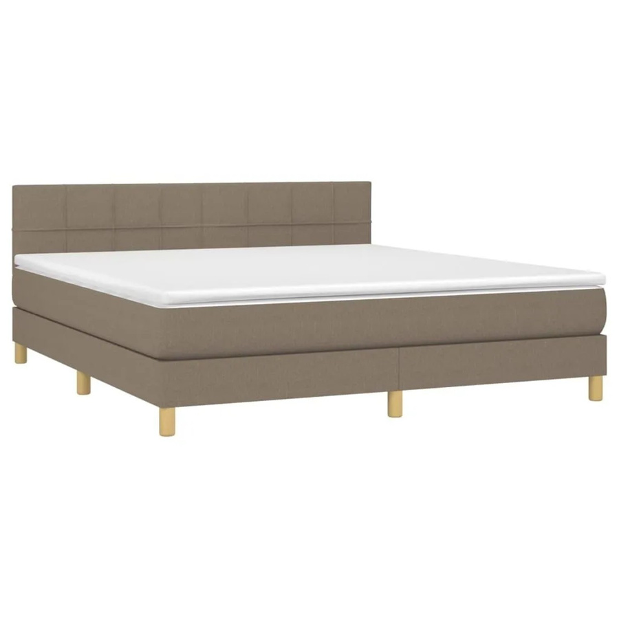 vidaXL Boxspringbett mit Matratze und LED-Unterbettbeleuchtung in Beige, Hybrid-Design mit USB-Anschluss, B/T: 160 x 200 cm - Bild 2