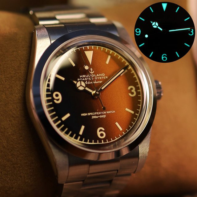 HRUODLAND Armbanduhr Automatik, Edelstahl, 36 mm, Herren, Blau - Bild 1