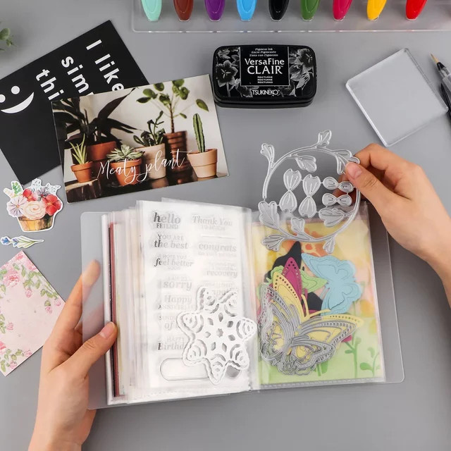 Mehrzweck-Fotoaufbewahrungsalbum im A6-Format mit 40 Seiten und transparenten Aufklebern für Scrapbooking, Stempel und Stanzformen - Bild 1