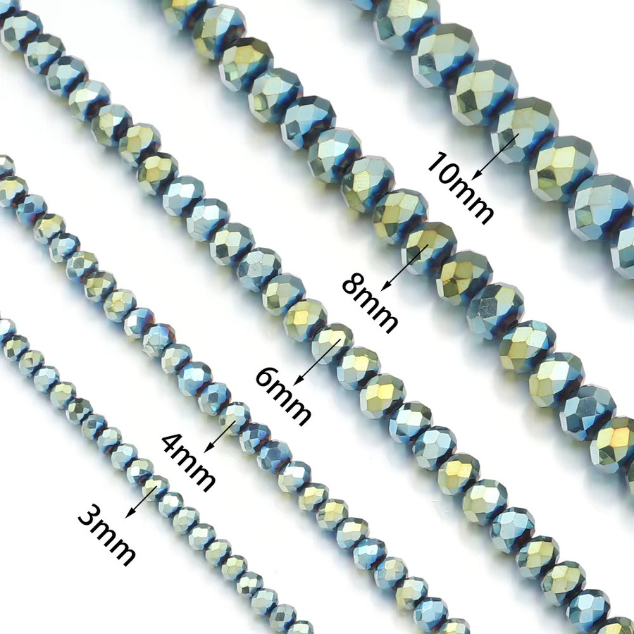 Glas Spacer-Perlen, facettiert, grün AB, Unisex - Bild 2