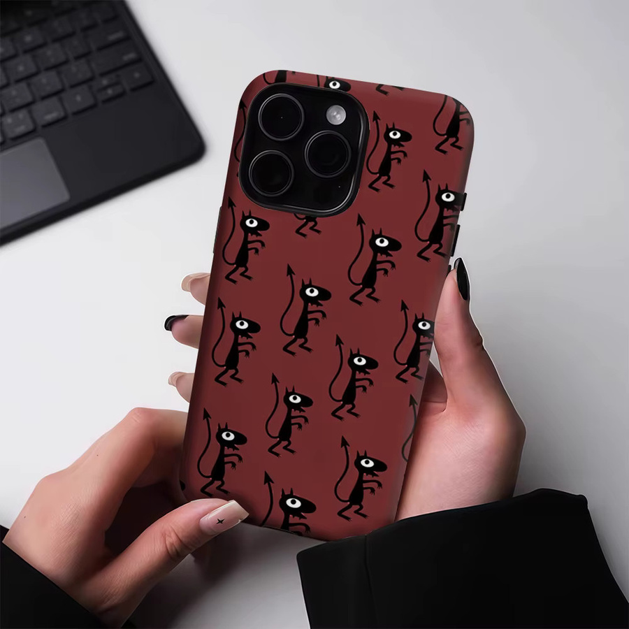 Robuste Handyhülle mit verspieltem Katzenmotiv von Potdemiel für iPhone 17 16 15 14 13 Pro Max Plus, Magnetisch, Schwarz - Bild 4