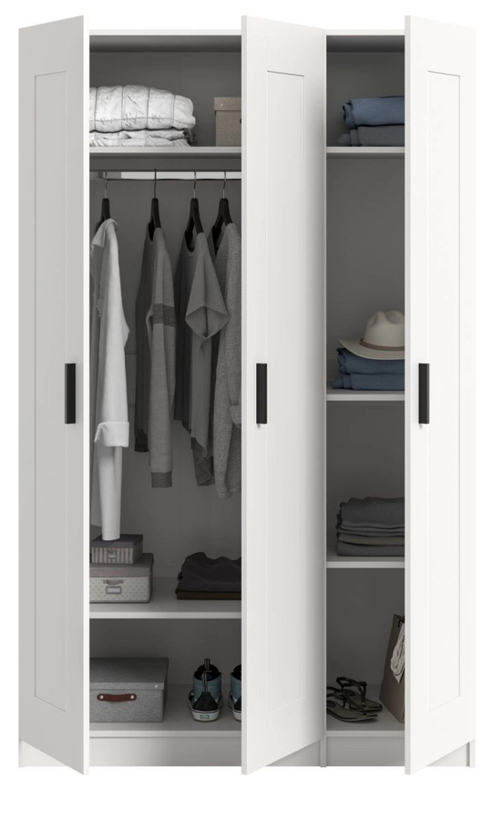 Kleiderschrank Jondal 3-türig in Weiß, B/H: 120 x 194 cm - Bild 3