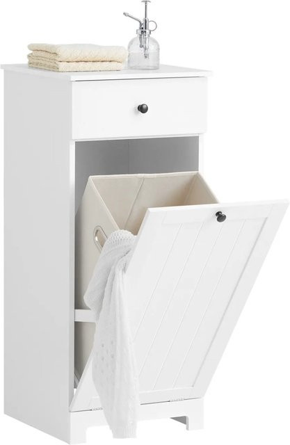 SoBuy Wäscheschrank mit ausklappbarem Wäschesack in Weiß BZR21-W - Bild 1