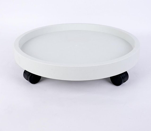 Bewegliches Blumentopf-Tablett mit 360-Grad-Rollen in Weiß, Durchmesser: 32 cm - Bild 1