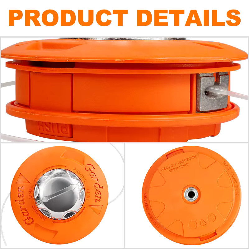 XCAN M10 Rasentrimmer Schneidkopf aus Aluminium und Nylon in Orange mit 2-Linien Bump Spool für Bürstenmäher und Fadensägen - Bild 3