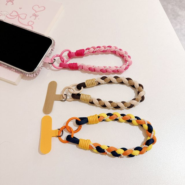 ZHANZHI Handy Lanyard Geflecht als kurzes Handgelenkband in Pink und Multicolour - Bild 1