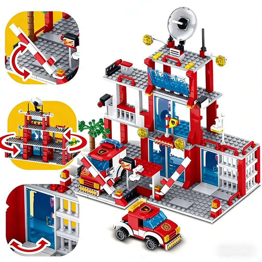 Linyi toy Bausteine Stadtgebäude Polizei Weltraumstation Feuerwehr 1000-teiliges Set - Bild 2