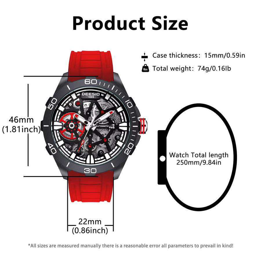 Deesio Armbanduhr Herren, Automatik, Kohlefaser, Schwarz, Analoguhr - Bild 3
