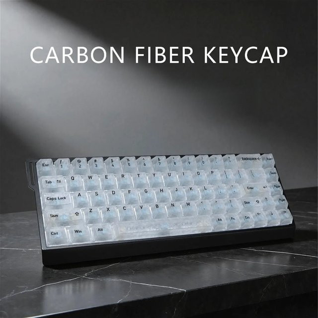 Ice Carbon Fiber Keycaps für magnetische mechanische Tastaturen, 130+ Tasten, Schwarz Weiß, transluzentes PC-Material, Mehrsprachig - Bild 1