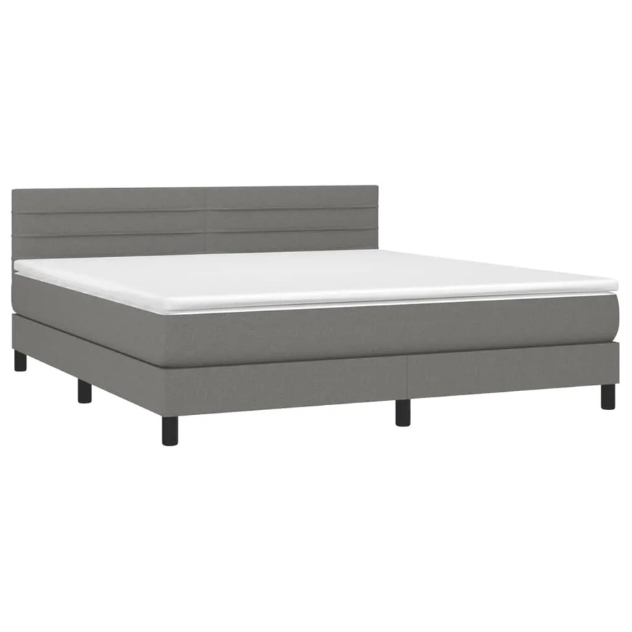 vidaXL Boxspringbett Hybrid mit Matratze und LED-Beleuchtung in Dunkelgrau, B/T/H: 180 x 200 x 78 cm - Bild 2