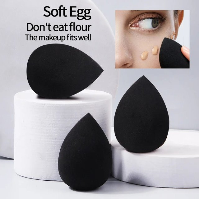 Make-up-Schwamm-Puderquasten-Set, 3/5-teilig, Schwarz, Unisex - Bild 1