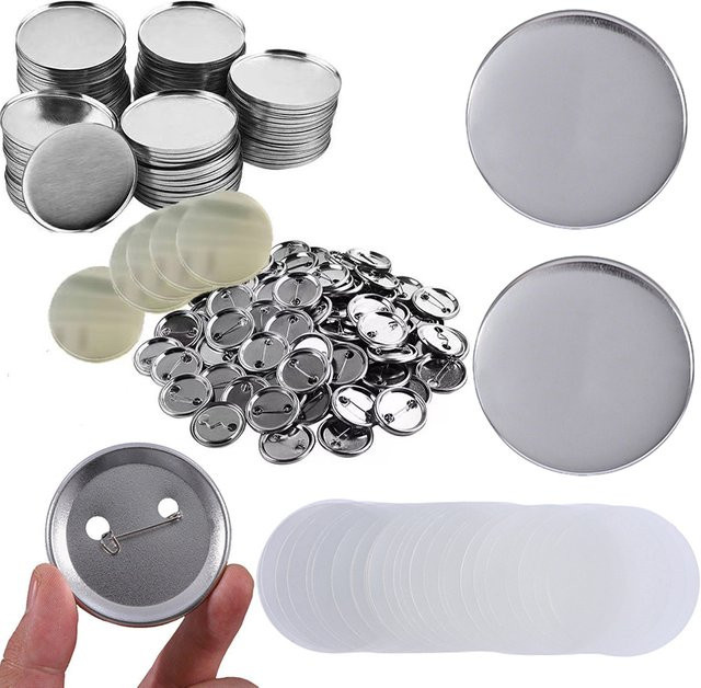 ZYF Blanko-Abzeichen Set mit Eisenoberseite und Kunststoffunterseite in Silber, 37mm Durchmesser - Bild 1