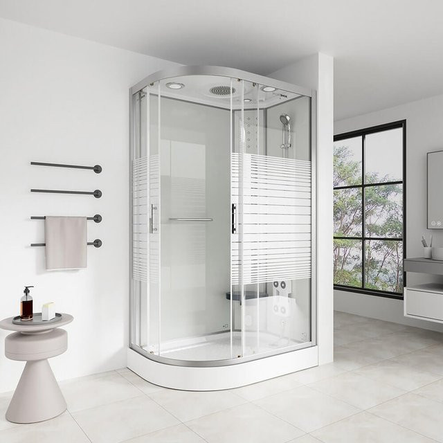 HOME DELUXE Dampfdusche mit Wasserfall und Dampfsauna WHITE PEARL in Weiß, B/T: 120 x 80 cm, linke Ausführung - Bild 1