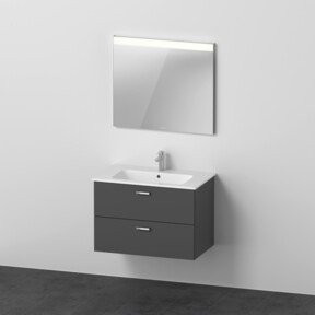 Duravit XBase Badezimmer-Möbelset in Grau und Weiß mit Waschtischunterschrank und Spiegelschrank mit LED-Beleuchtung, B/T/H: 83 x 49 x 200 cm - Bild 1