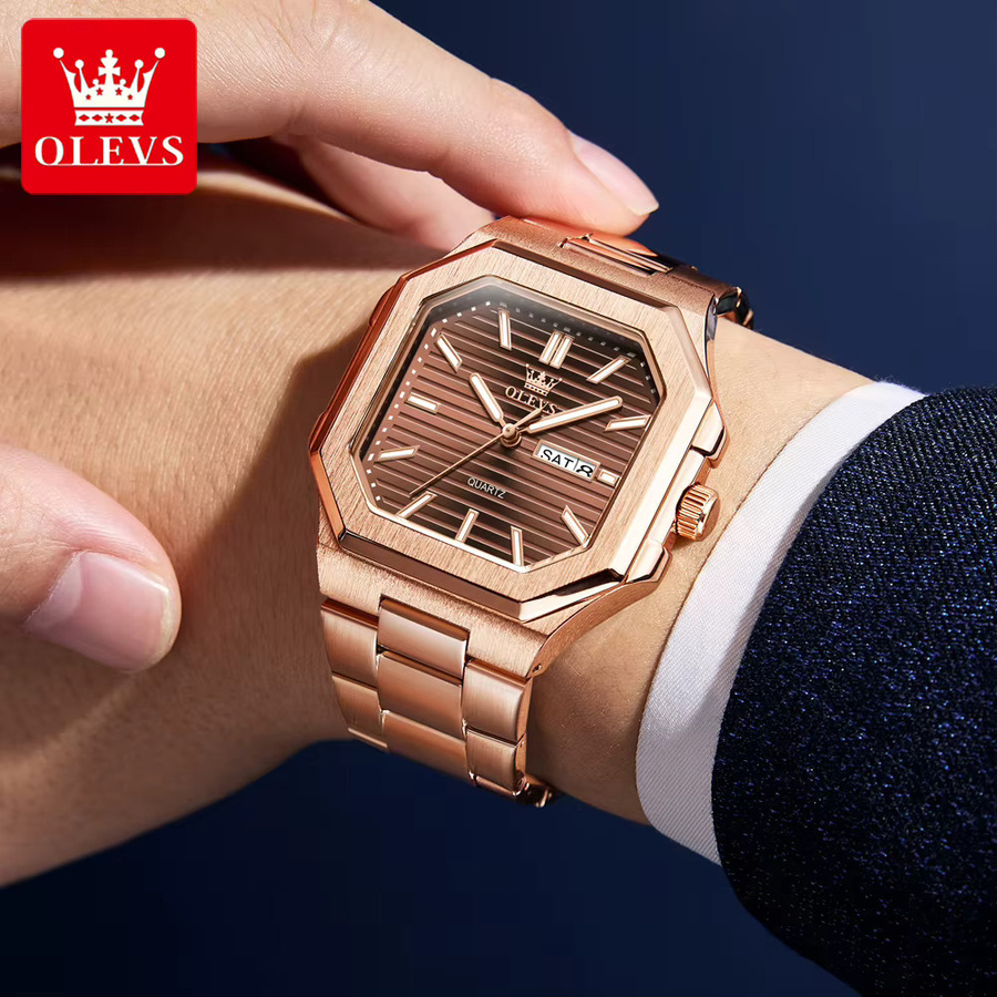 OLEVS Armbanduhr, Quarz, Edelstahl, eckig, 44 mm, Herren - Bild 3