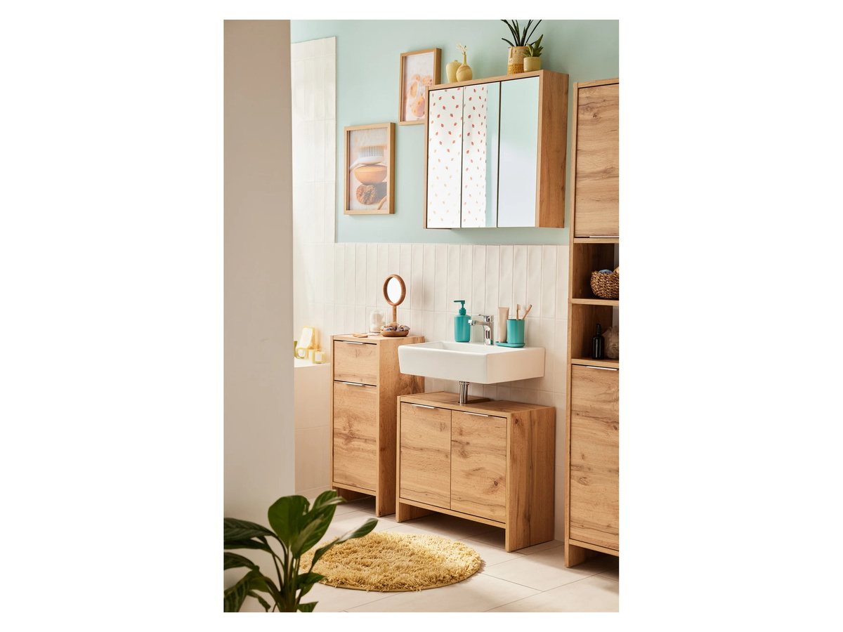 LIVARNO HOME Waschbeckenunterschrank Verona in Wotan-Eiche-Nachbildung, modern und matt - Bild 2