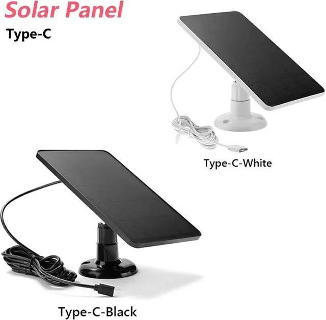 VIKEFON Wasserdichtes Solarpanel in Schwarz zum Aufladen von Mobiltelefonen, Kameras und Outdoor-Türklingel-Monitoren - Bild 1