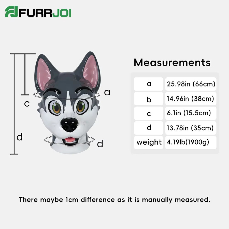 Furrjoi Husky Silikon-Fursuit-Stil Kopfteil, Grau, Hundekopf für Cosplay-Kostüme - Bild 3