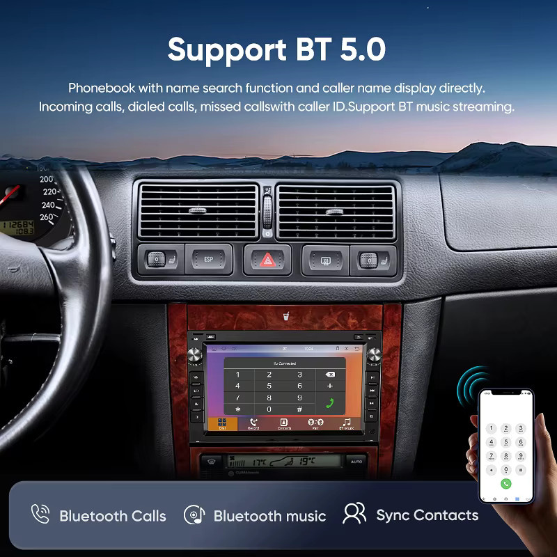 AINAVI 7 Zoll 2 Din Autoradio mit Wireless Carplay und Android Auto, IPS Touchscreen, Bluetooth 5.0, Schwarz, passend für VW Golf 4, Jetta MK4, Passat B5, Multivan T5, Polo 4, Seat Leon und Skoda EOS - Bild 6