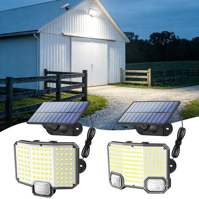 AMARYLLIS Solarleuchte für den Außenbereich mit 144 LEDs, IP65 wasserdichte Wandlampe mit Bewegungssensor in Weiß - Bild 1