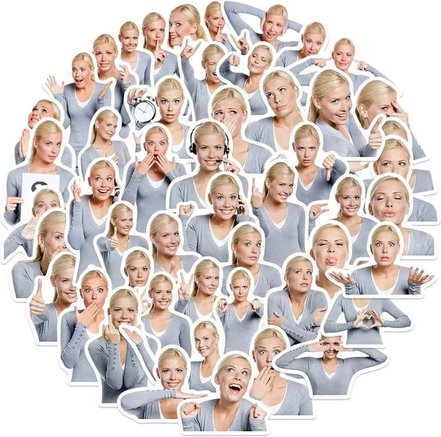 GOGOTU Lustige Meme-Aufkleber mit blonden Frauen, 50-teiliges Set, Bunt / Mehrfarbig, Kunststoff - Bild 1