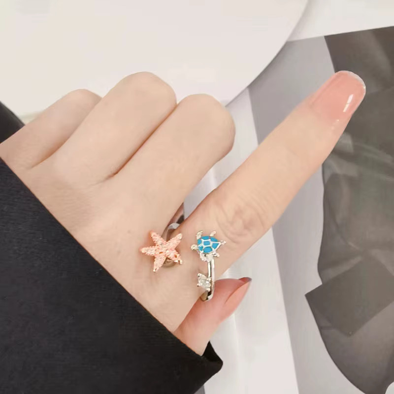 jisensp Fidget Spinner Ring, Damen, Sakura Seestern Libelle Kitty Tier - Bild 3