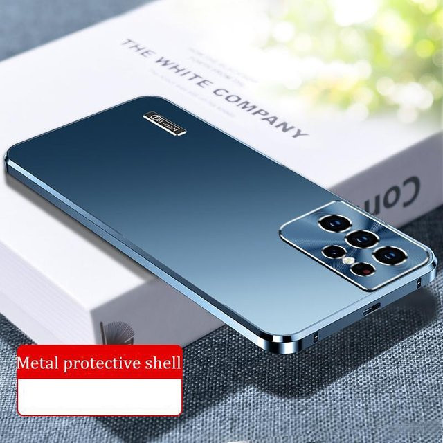 Luxus Magnetische Kamera Schutzhülle aus Aluminiumlegierung für Samsung Galaxy S24 Plus in Blau - Bild 1