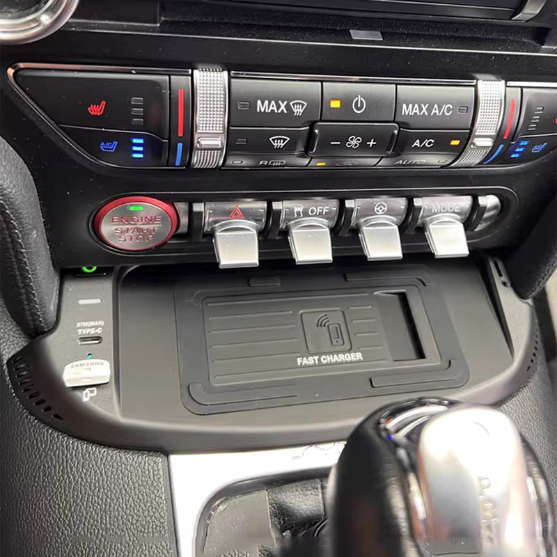 Carinway Wireless Handy-Ladegerät 15W mit Handyhalterung für Ford Mustang, Schwarz - Bild 3