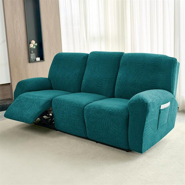 Wasserabweisende Jacquard Sesselbezüge für 1-3 Sitzer, elastische und rutschfeste Sofaschutzhüllen in Petrol - Bild 1