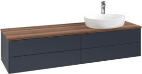 V&B Waschtischunterschrank Antao ohne Frontstruktur mit Beleuchtung, Farbe: Walnuss mit blauem Lack, B/T: 160 x 50 cm - Bild 1