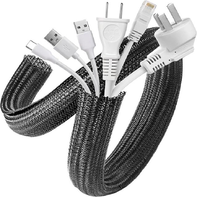 Geflochtene PET Nylon Kabelhülse zum Kabelmanagement für PC und TV in Schwarz oder Weiß - Bild 1
