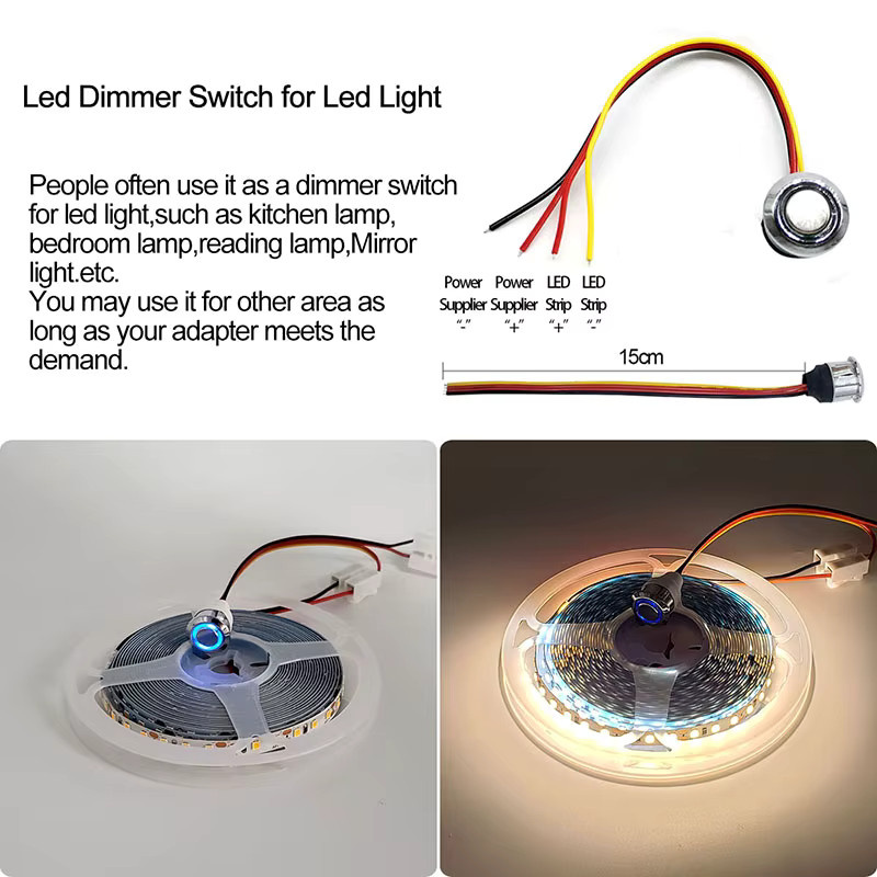 HAMRVL LED Dimmer Touch Schalter für LED Streifen, stufenlos dimmbarer Controller für DC 5V - 24V - Bild 2