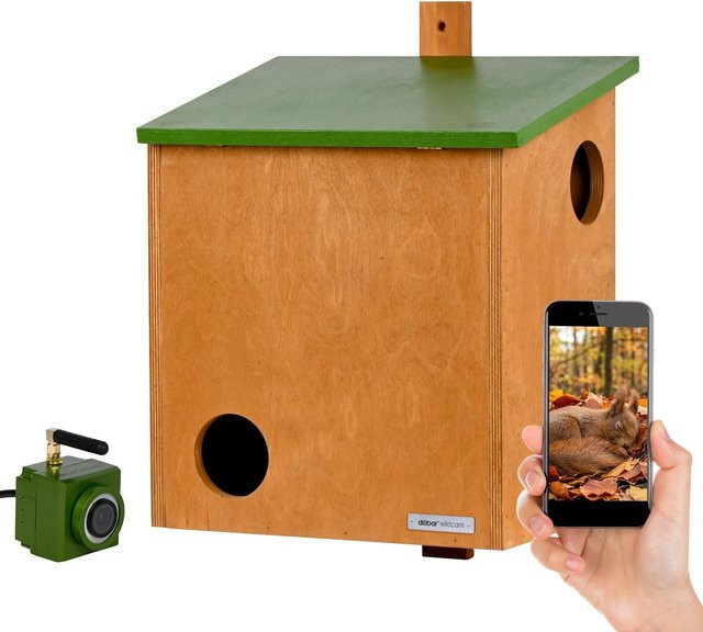 Dobar Eichhörnchenkobel Digi mit Kamera und App aus FSC Holz in Braun, B/T/H: 33,5 x 23 x 37 cm - Bild 1