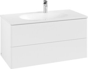 V&B Waschtischunterschrank Antao mit Auszugbeleuchtung, Weiß lackiert, B/T/H: 98,8 x 50,4 x 49,6 cm - Bild 1