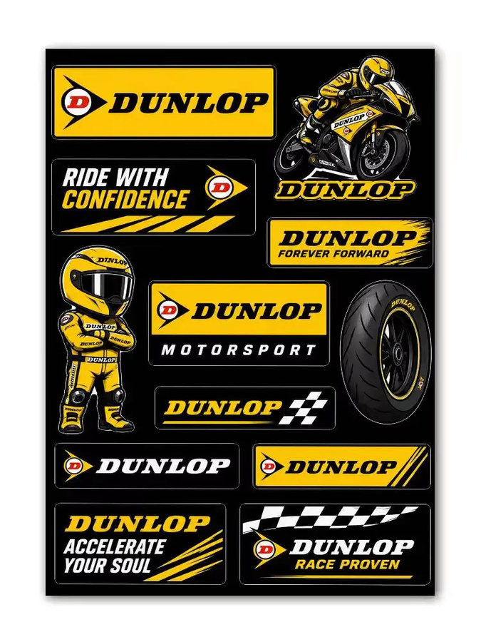 Dunlop Wasserdichte Vinyl-Aufkleber in Multicolour für Auto, Motorrad, Fahrrad, Skateboard, Laptop, Flasche und Handy - Bild 3
